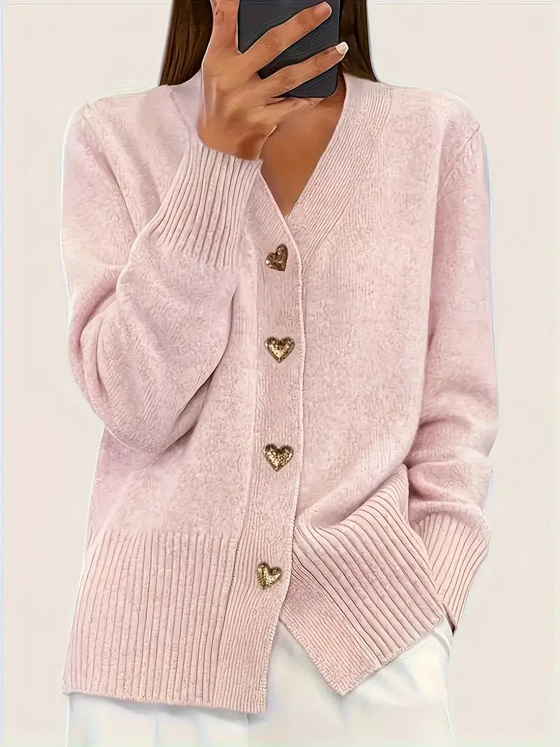 Mira™ - Elegant Hjärta Knappar Cardigan